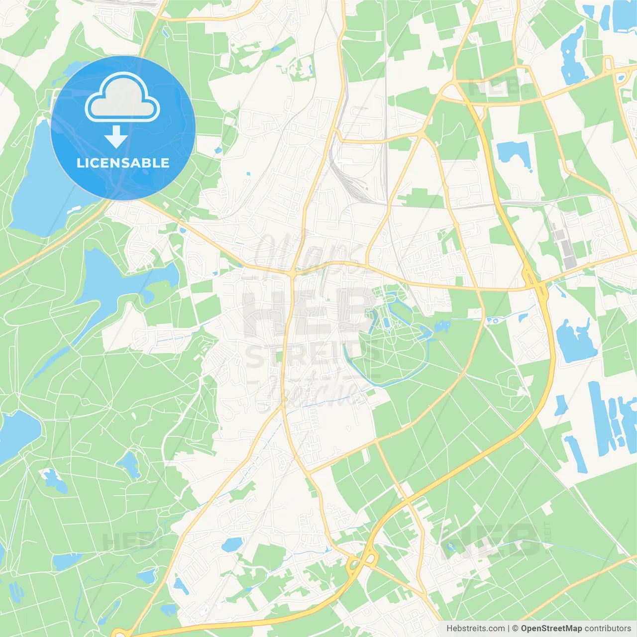 Bruhl, Germany Vector Map - Classic Colors