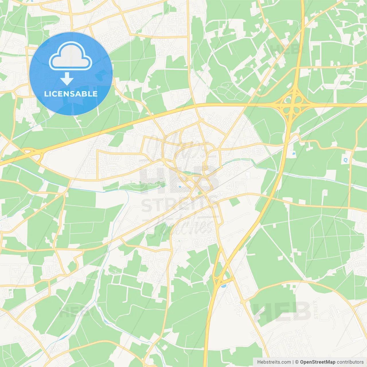 Kamen, Germany Vector Map - Classic Colors