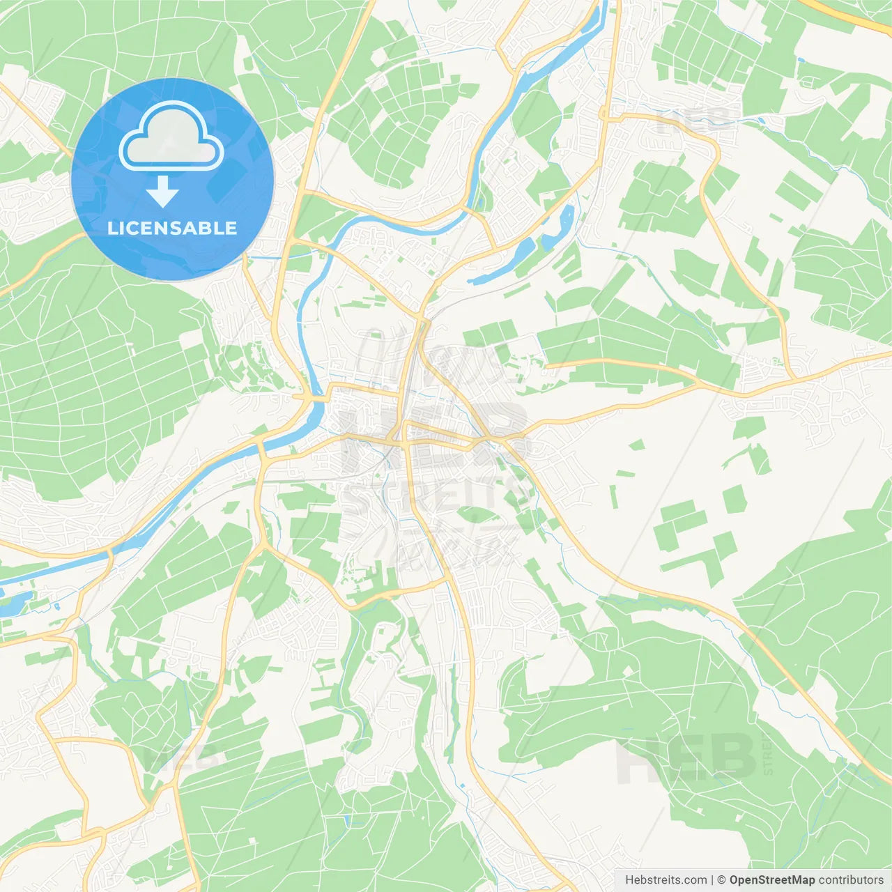 Nurtingen, Germany Vector Map - Classic Colors