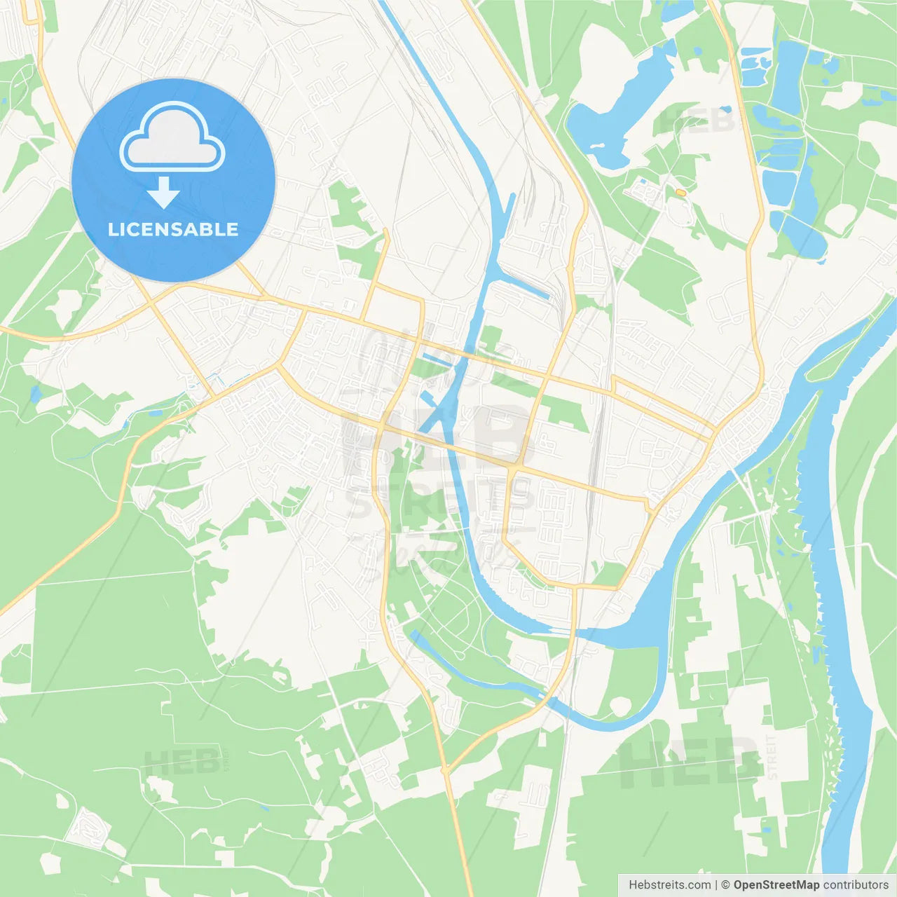 Eisenhuttenstadt, Germany Vector Map - Classic Colors