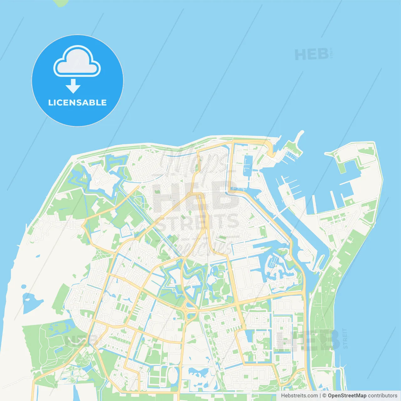 Den Helder, Netherlands Vector Map - Classic Colors