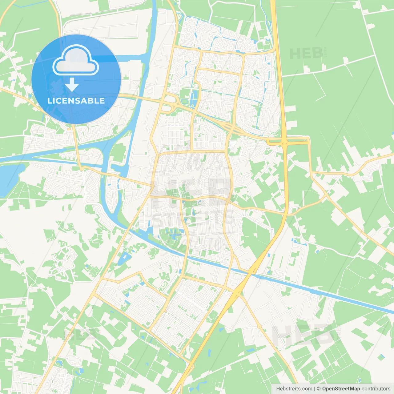 Oosterhout, Netherlands Vector Map - Classic Colors