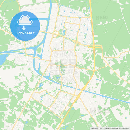 Oosterhout, Netherlands Vector Map - Classic Colors