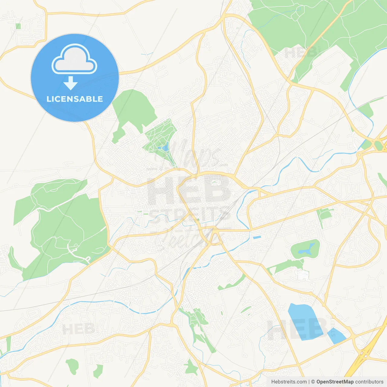 Blackburn, England Vector Map - Classic Colors