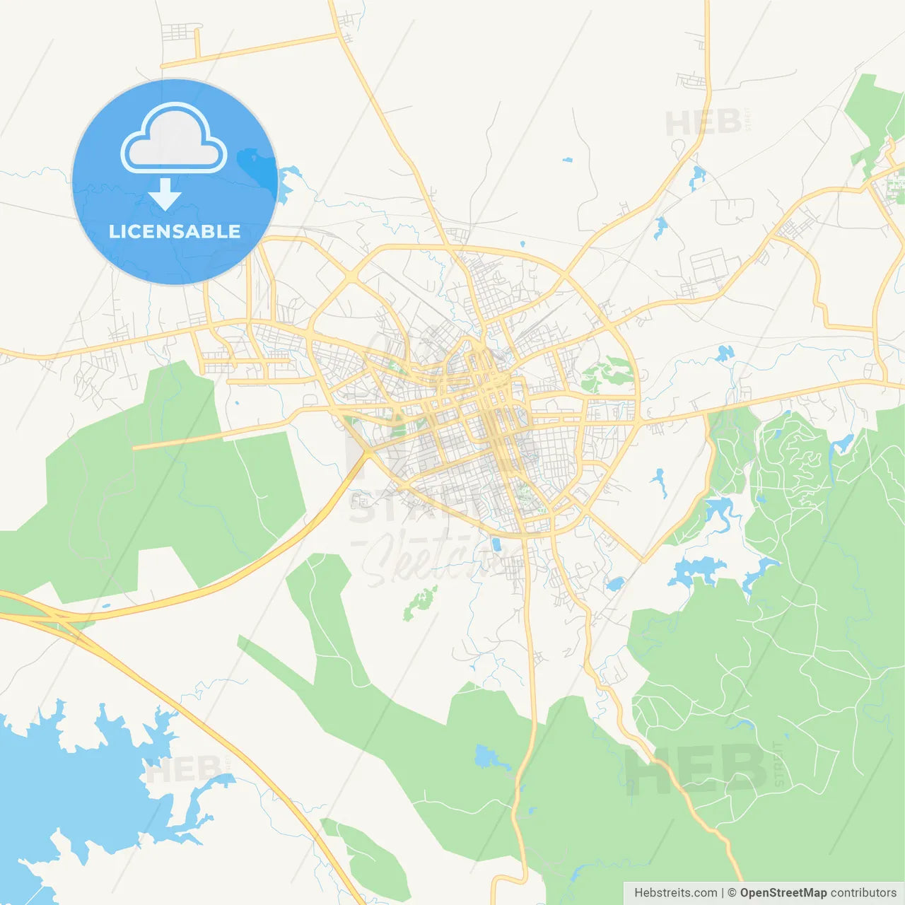 Empty vector map of Santa Clara, Villa Clara, Cuba