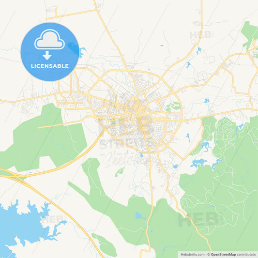 Empty vector map of Santa Clara, Villa Clara, Cuba