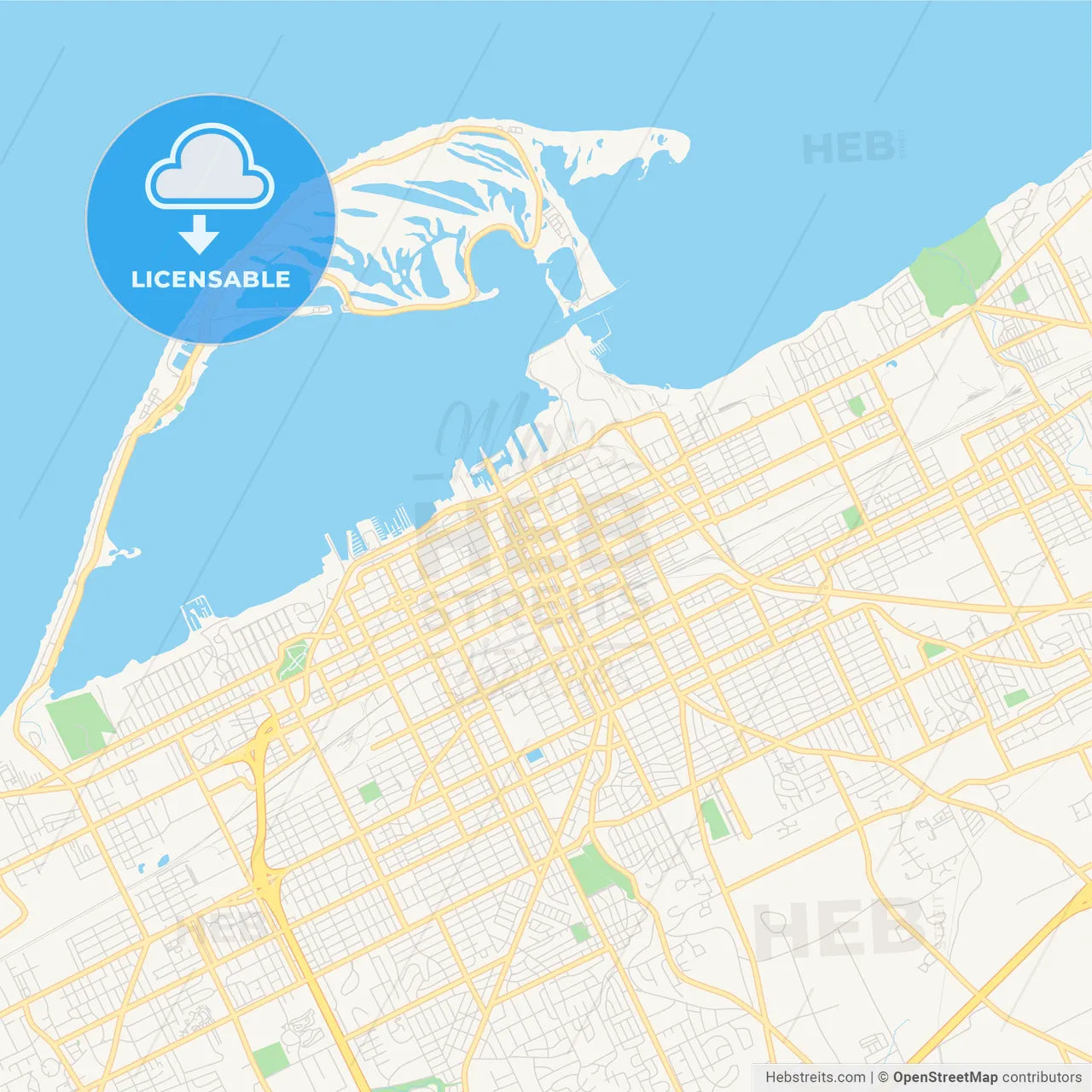 Empty vector map of Erie, Pennsylvania, USA