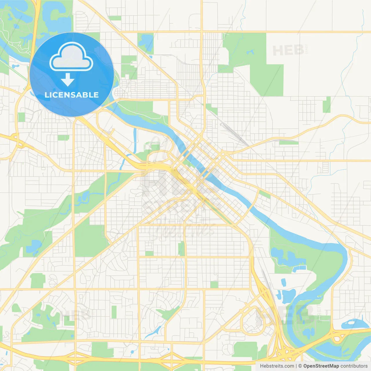 Empty vector map of Waterloo, Iowa, USA