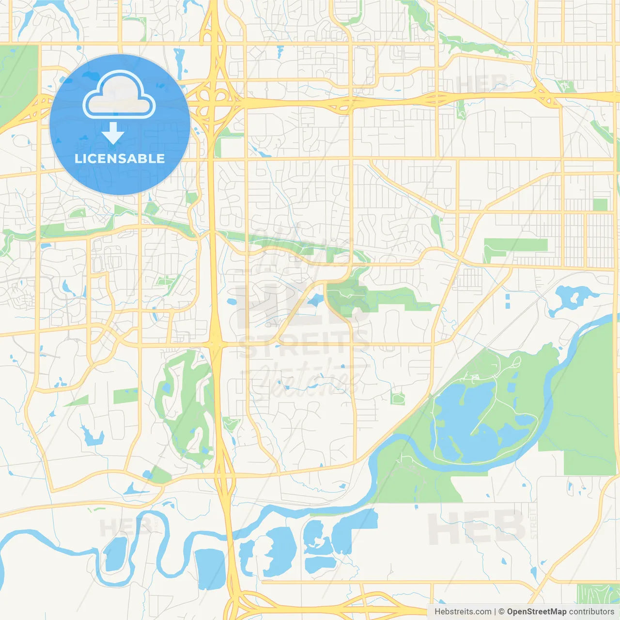 Empty vector map of West Des Moines, Iowa, USA