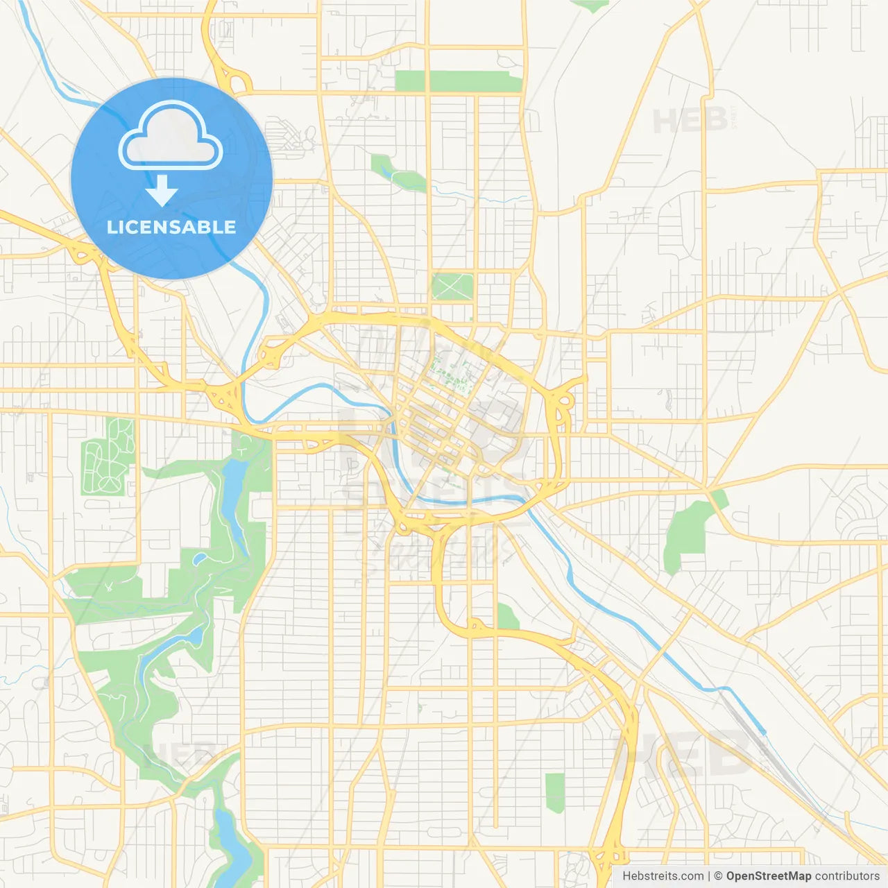 Empty vector map of Youngstown, Ohio, USA