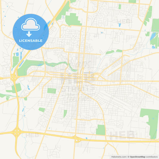 Empty vector map of Springfield, Ohio, USA