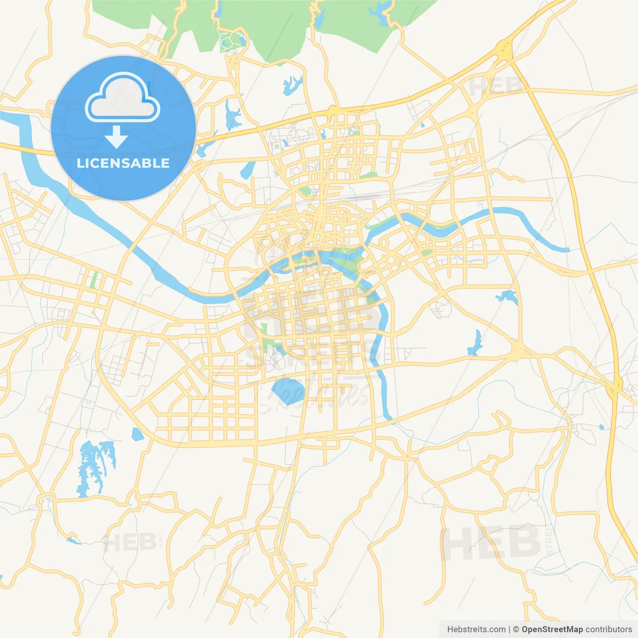 Printable street map of Jinhua, China