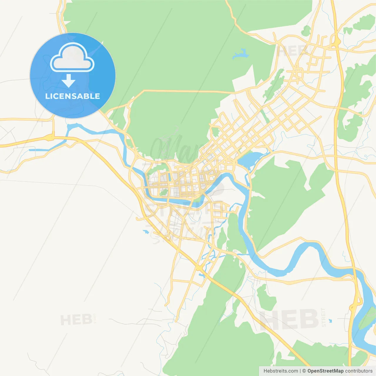 Printable street map of Linhai, China