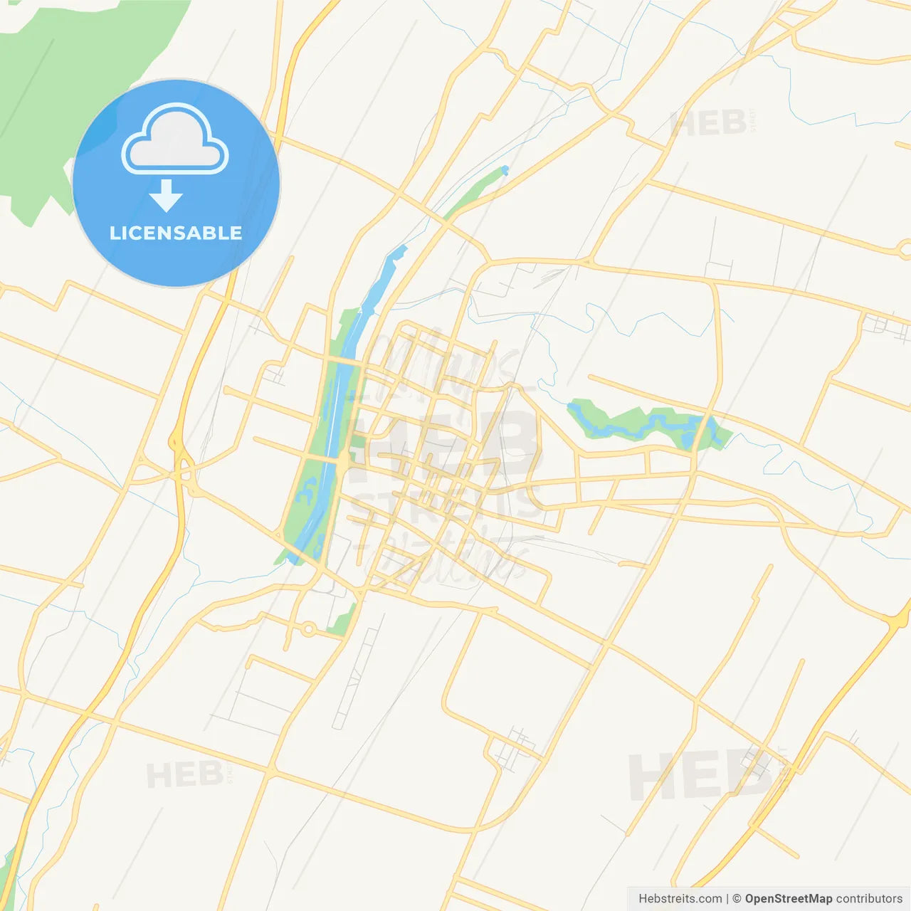 Printable street map of Linfen, China