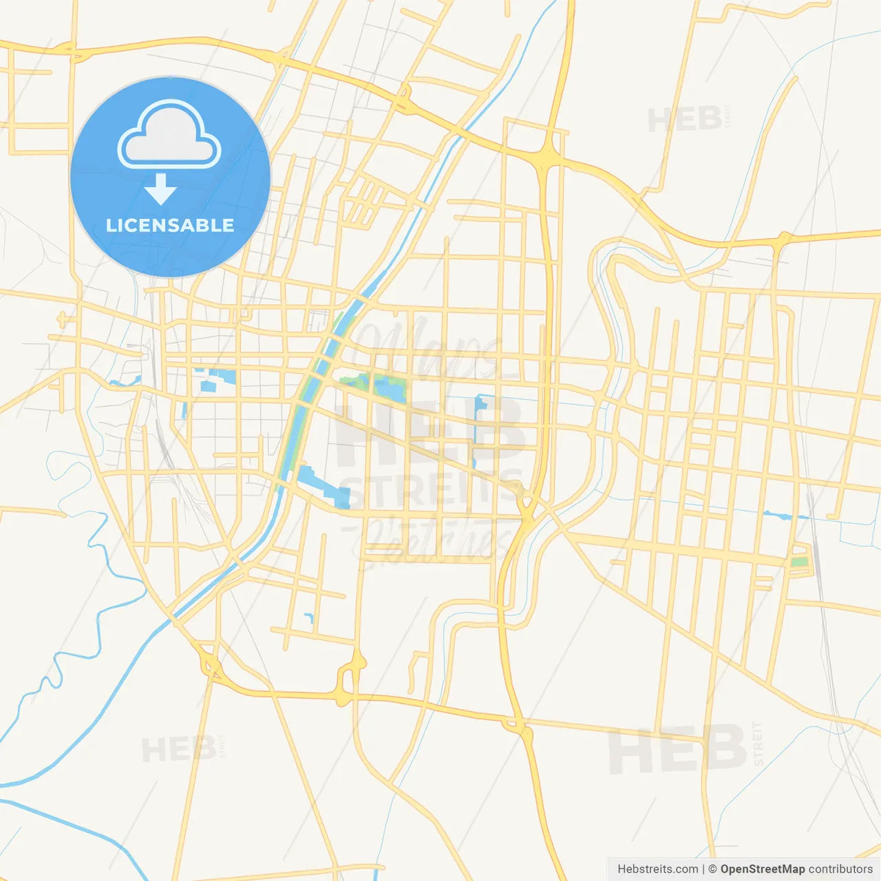 Printable street map of Dezhou, China