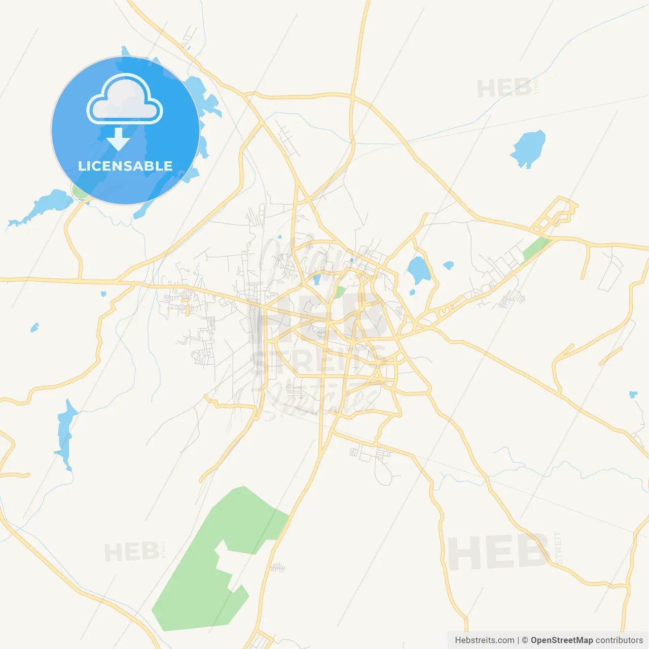 Printable street map of Jhansi, India