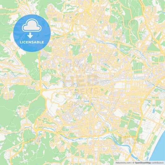 Printable street map of Sendai, Japan