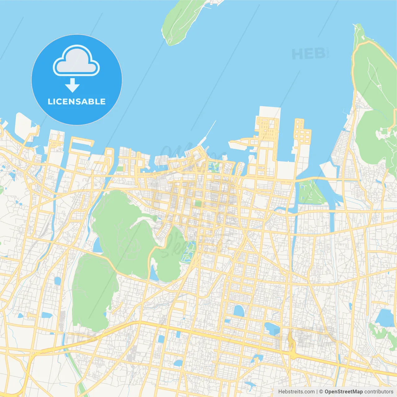 Printable street map of Takamatsu, Japan