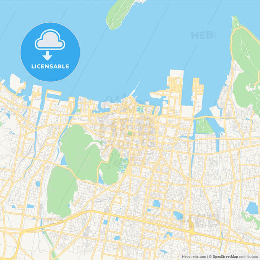 Printable street map of Takamatsu, Japan
