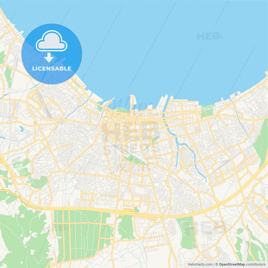 Printable street map of Aomori, Japan