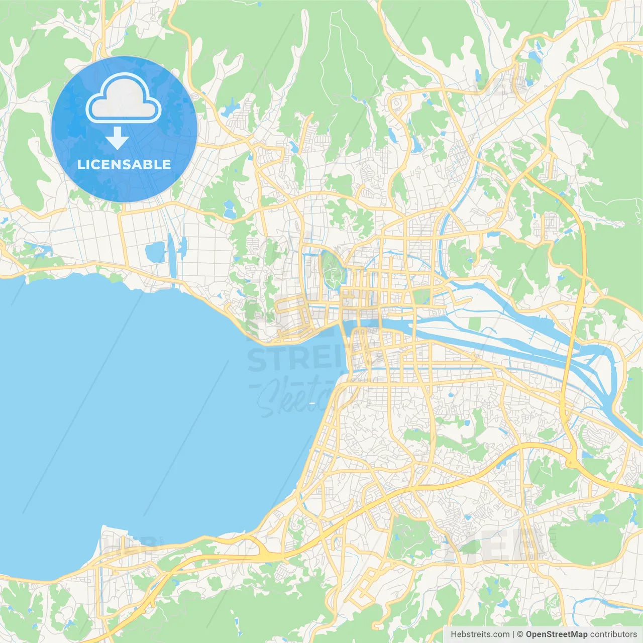 Printable street map of Matsue, Japan