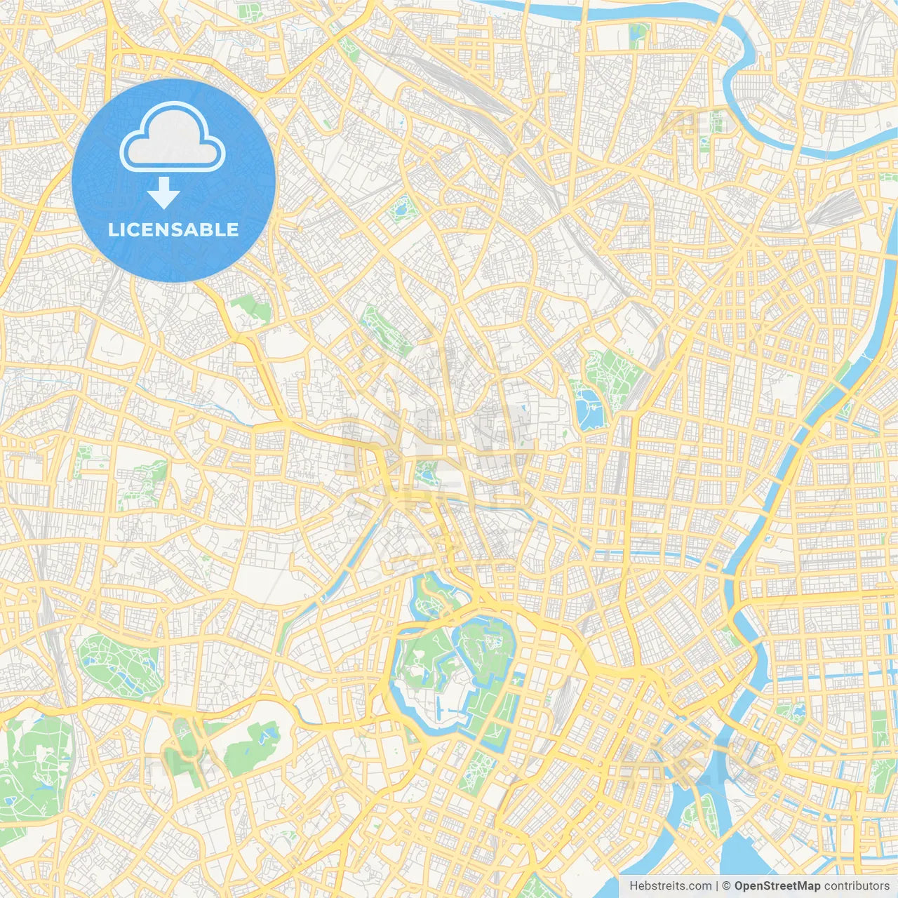 Printable street map of Bunkyō, Japan