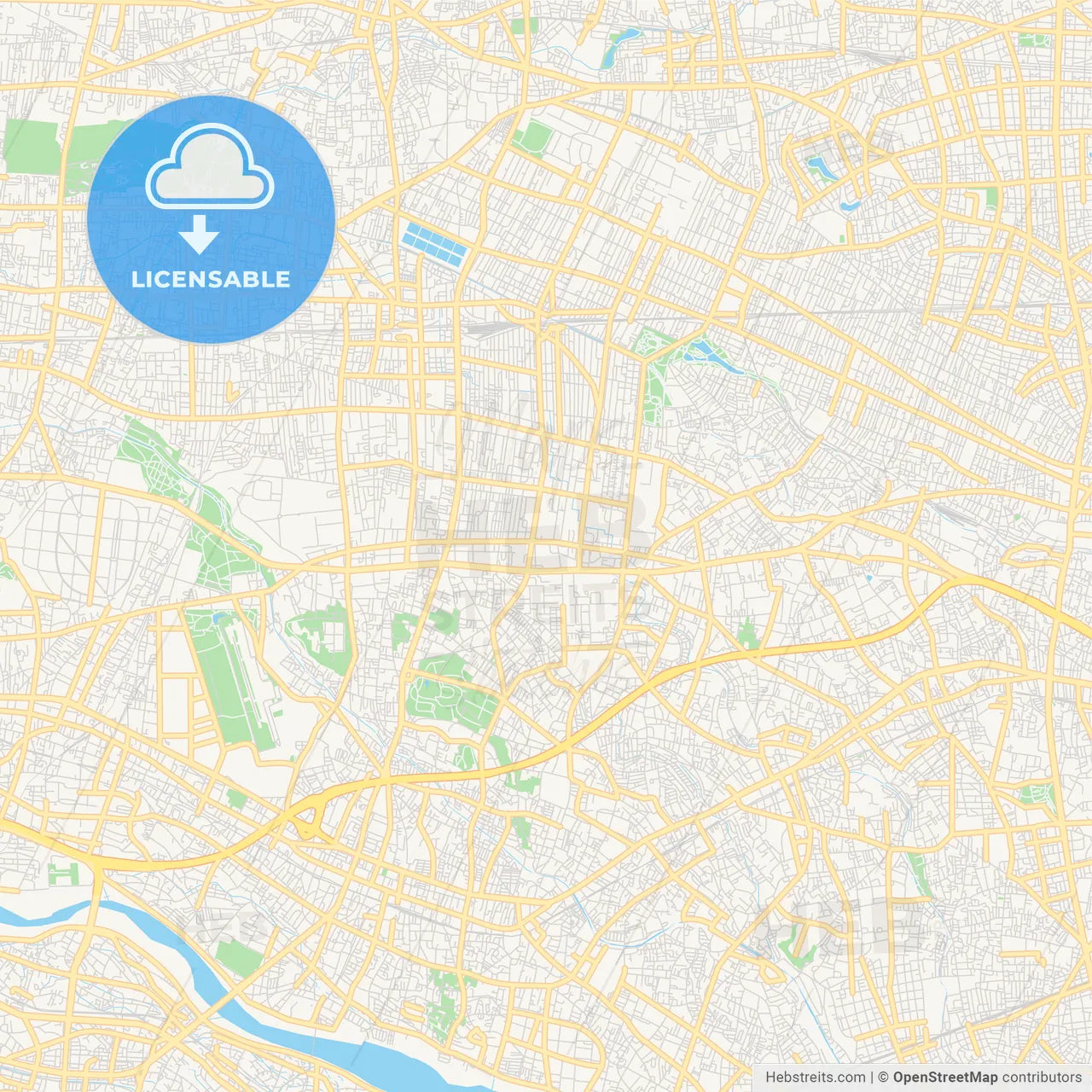 Printable street map of Mitaka, Japan