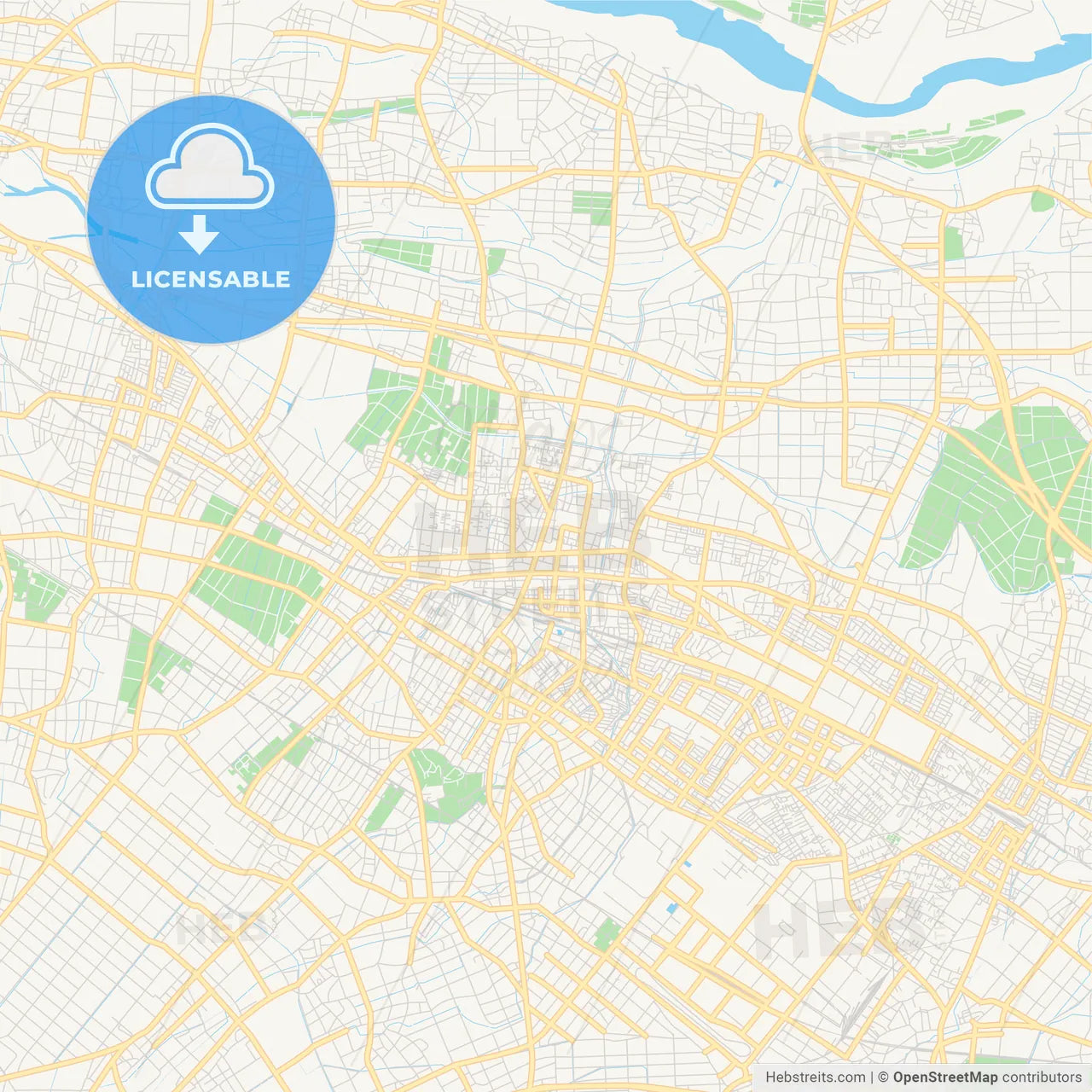 Printable street map of Fukaya, Japan