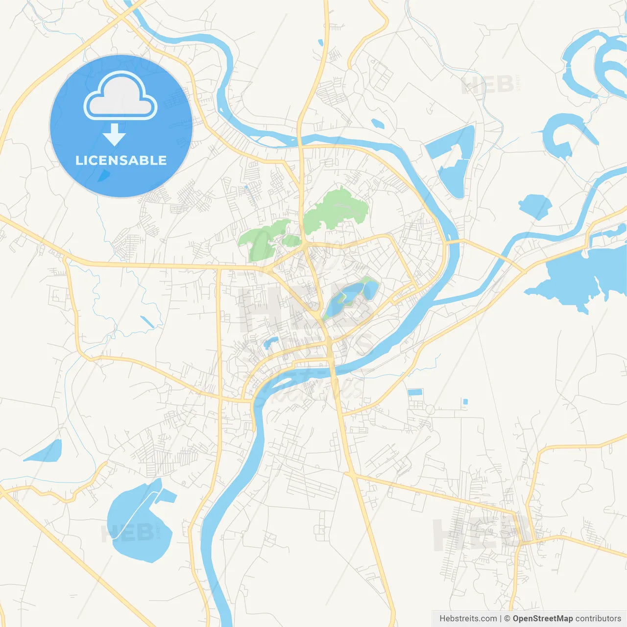 Printable street map of Nakhon Sawan, Thailand