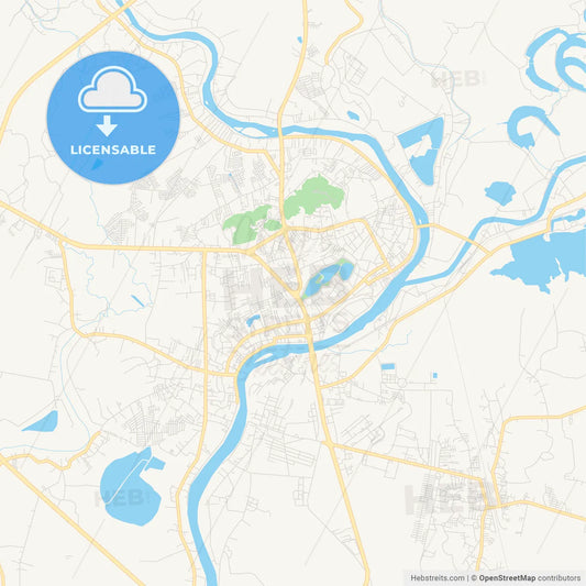 Printable street map of Nakhon Sawan, Thailand