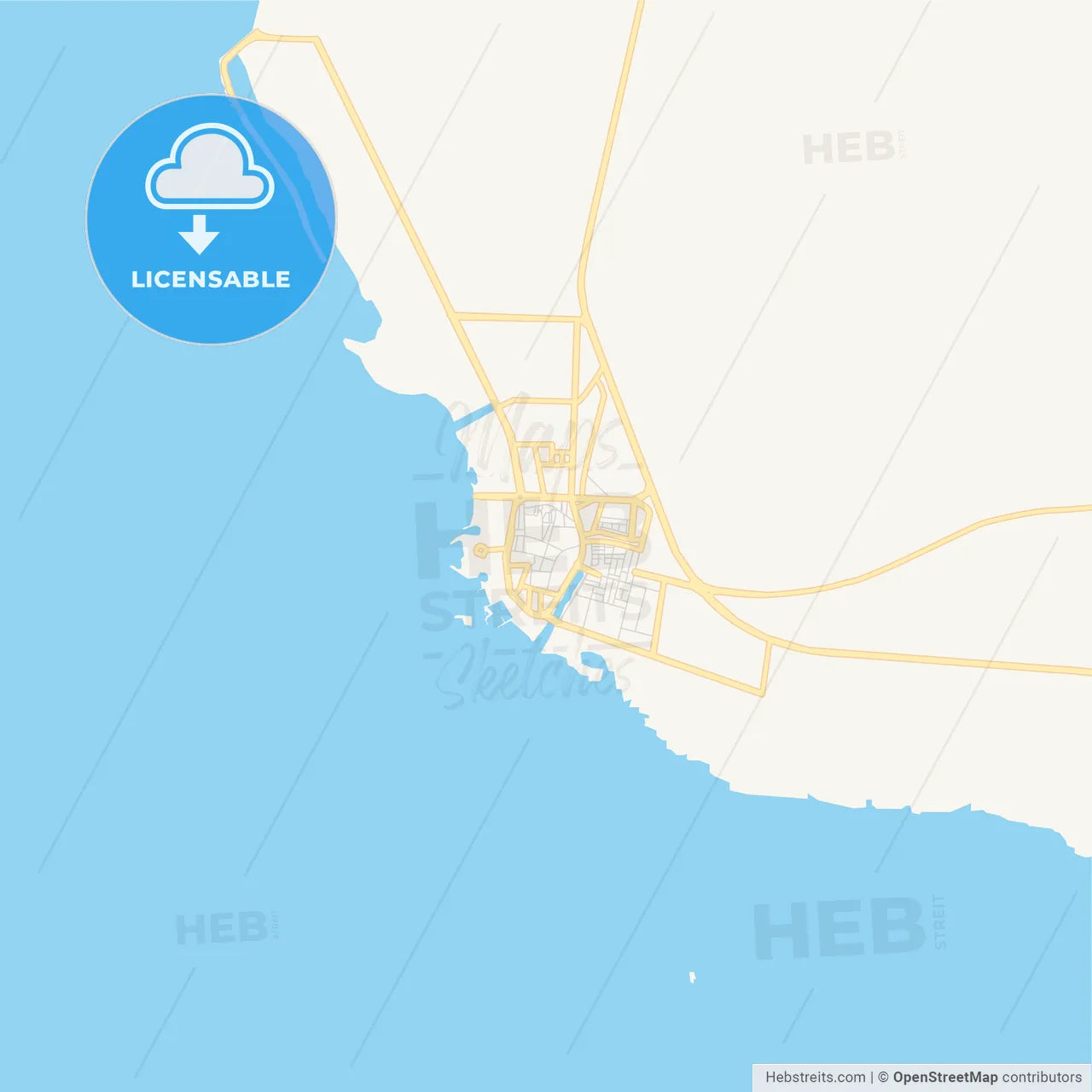Printable street map of Al Qunfudhah, Saudi Arabia