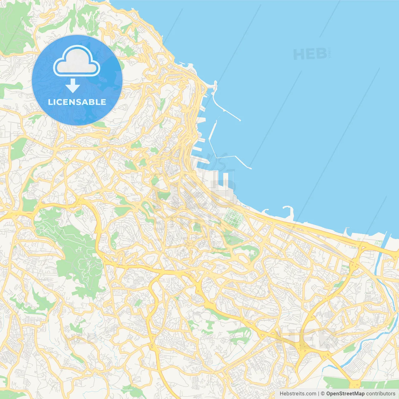Printable street map of Algiers, Algeria