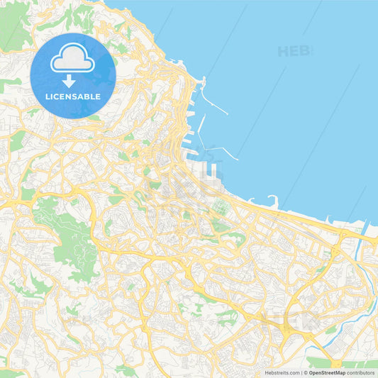 Printable street map of Algiers, Algeria
