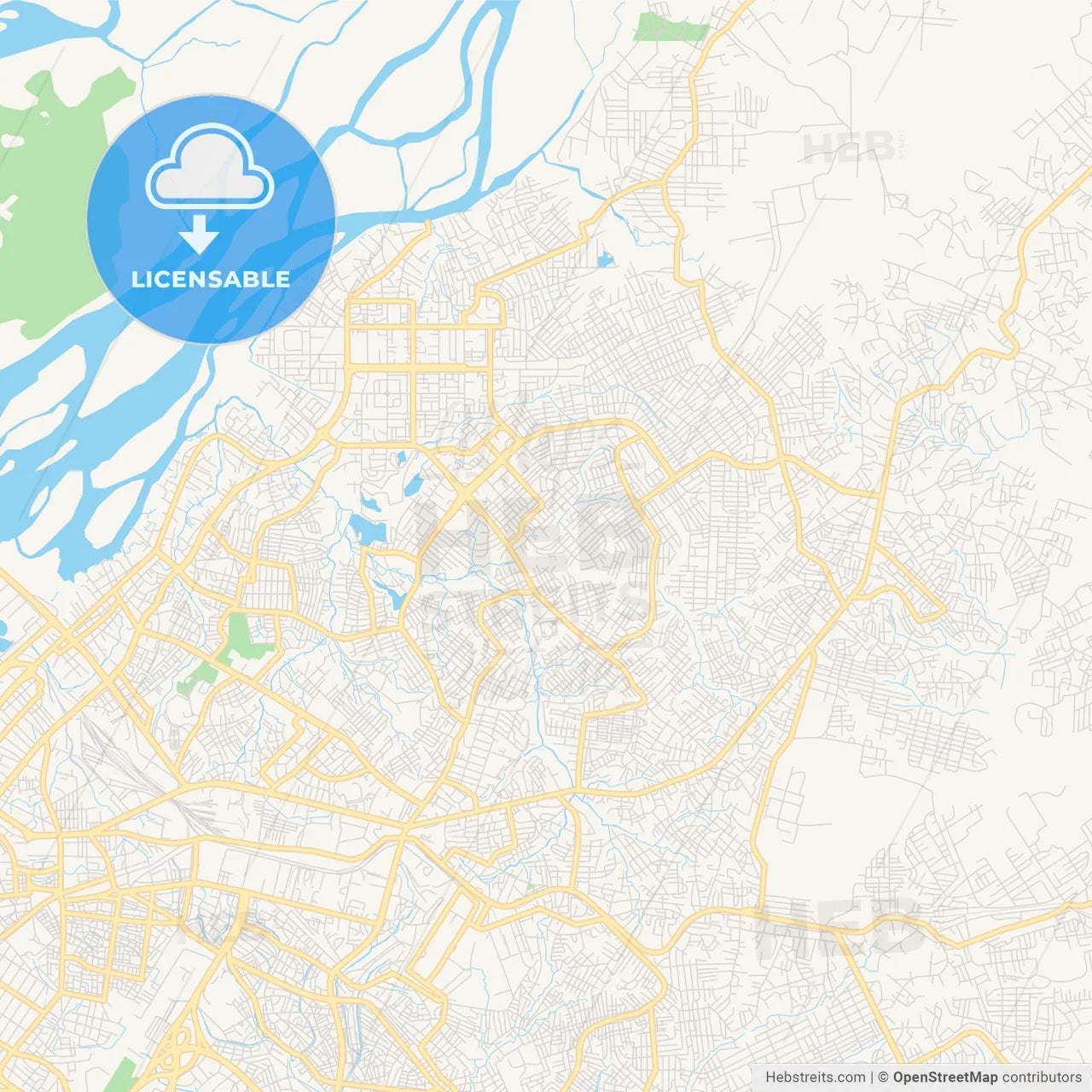 Printable street map of Douala, Cameroon