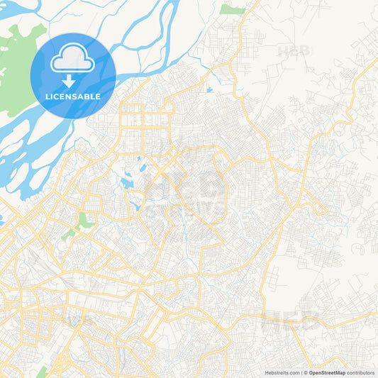Printable street map of Douala, Cameroon