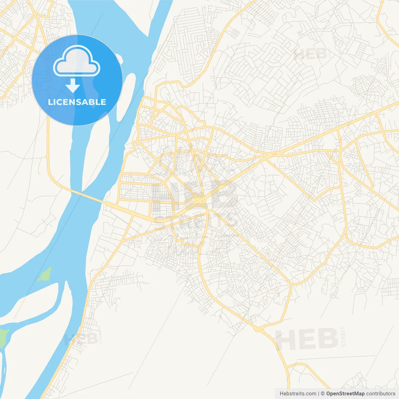 Printable street map of Onitsha, Nigeria
