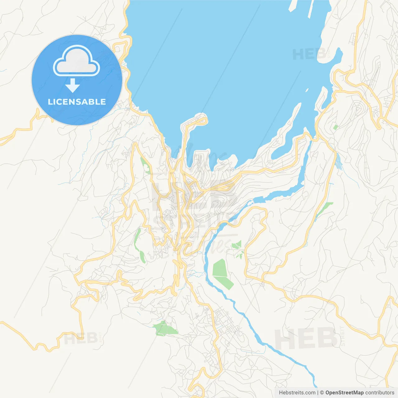 Printable street map of Bukavu, DR Congo
