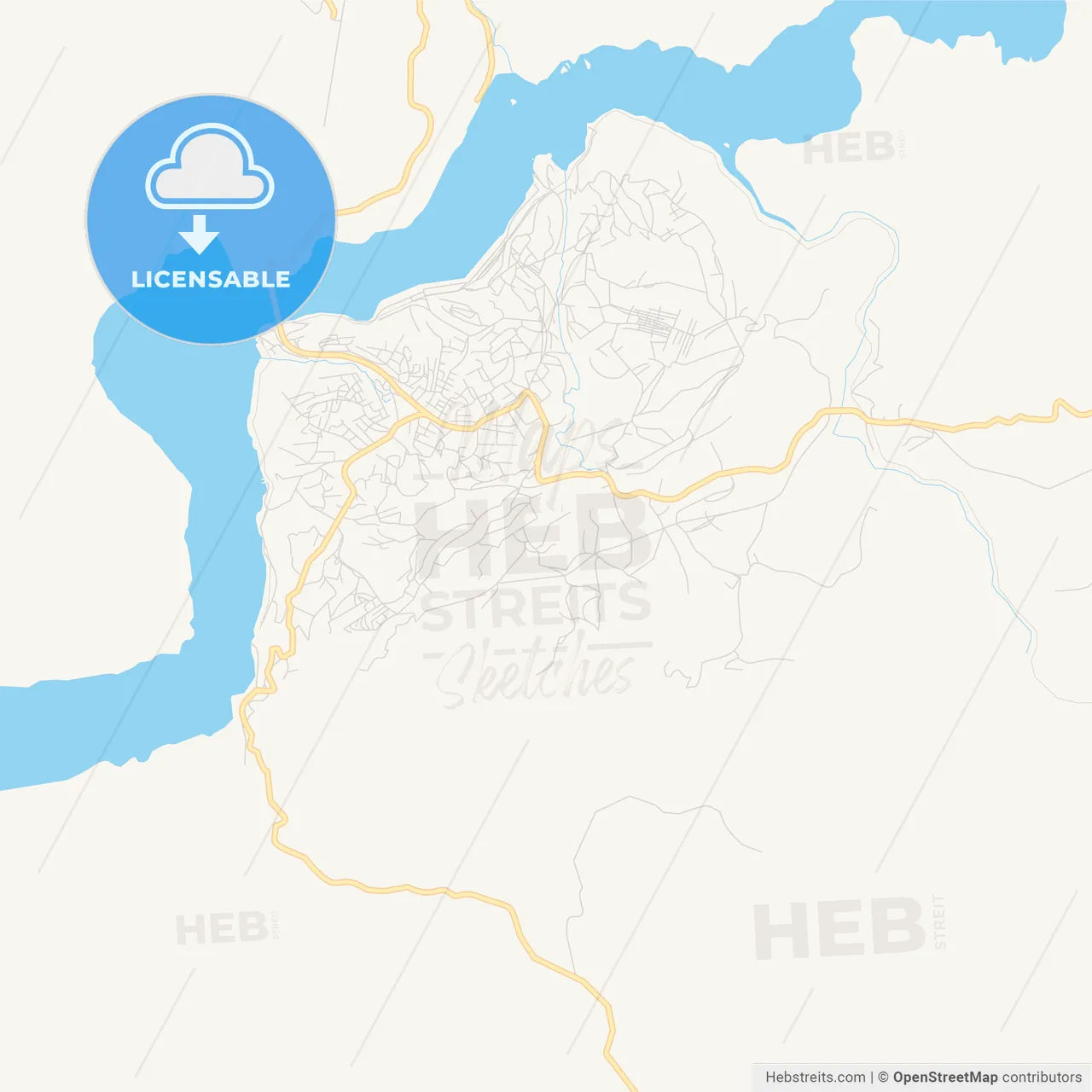 Printable street map of Matadi, DR Congo