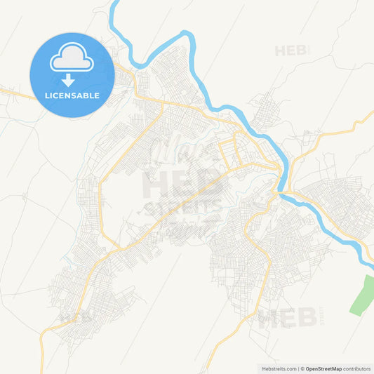 Printable street map of Kikwit, DR Congo
