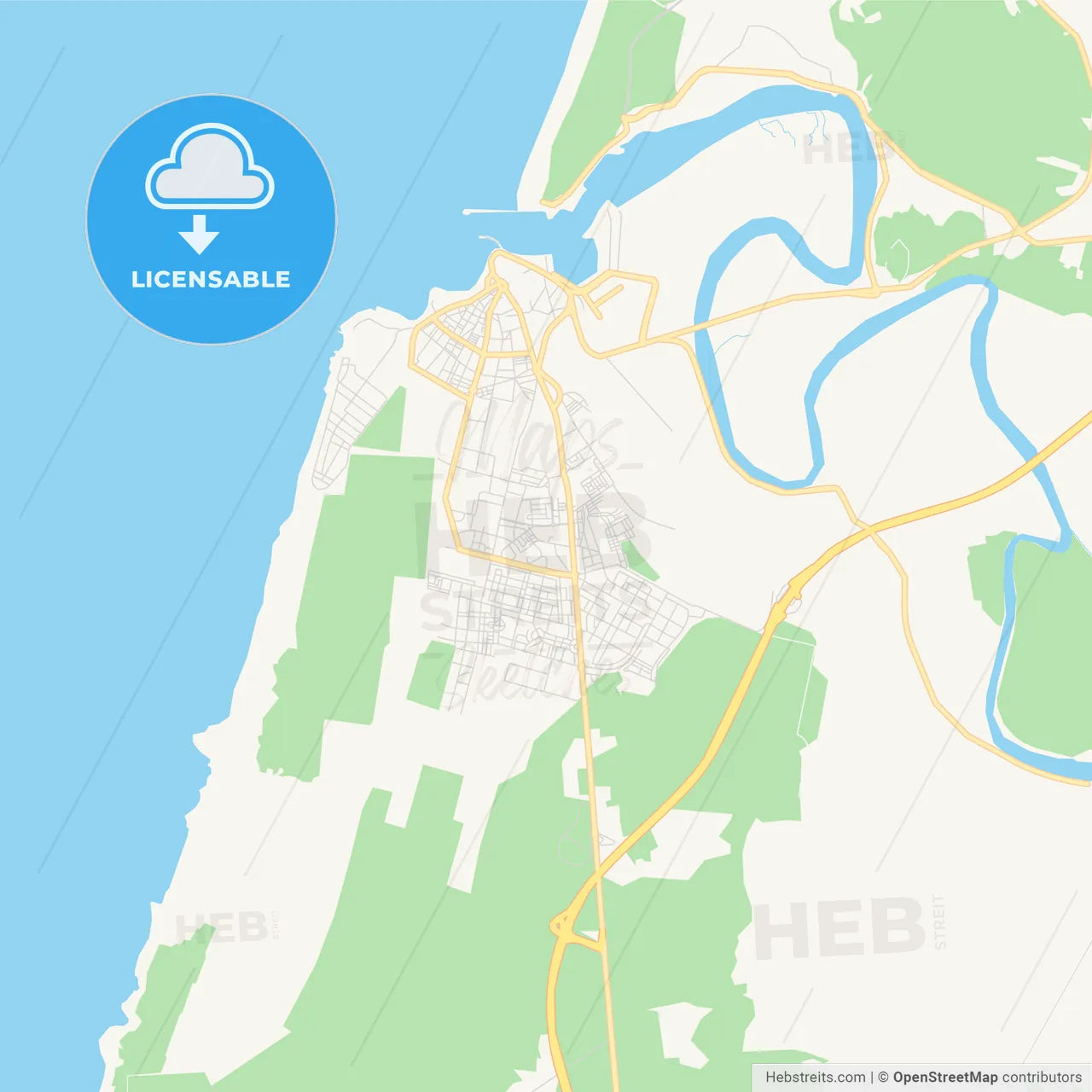 Printable street map of Larache, Morocco