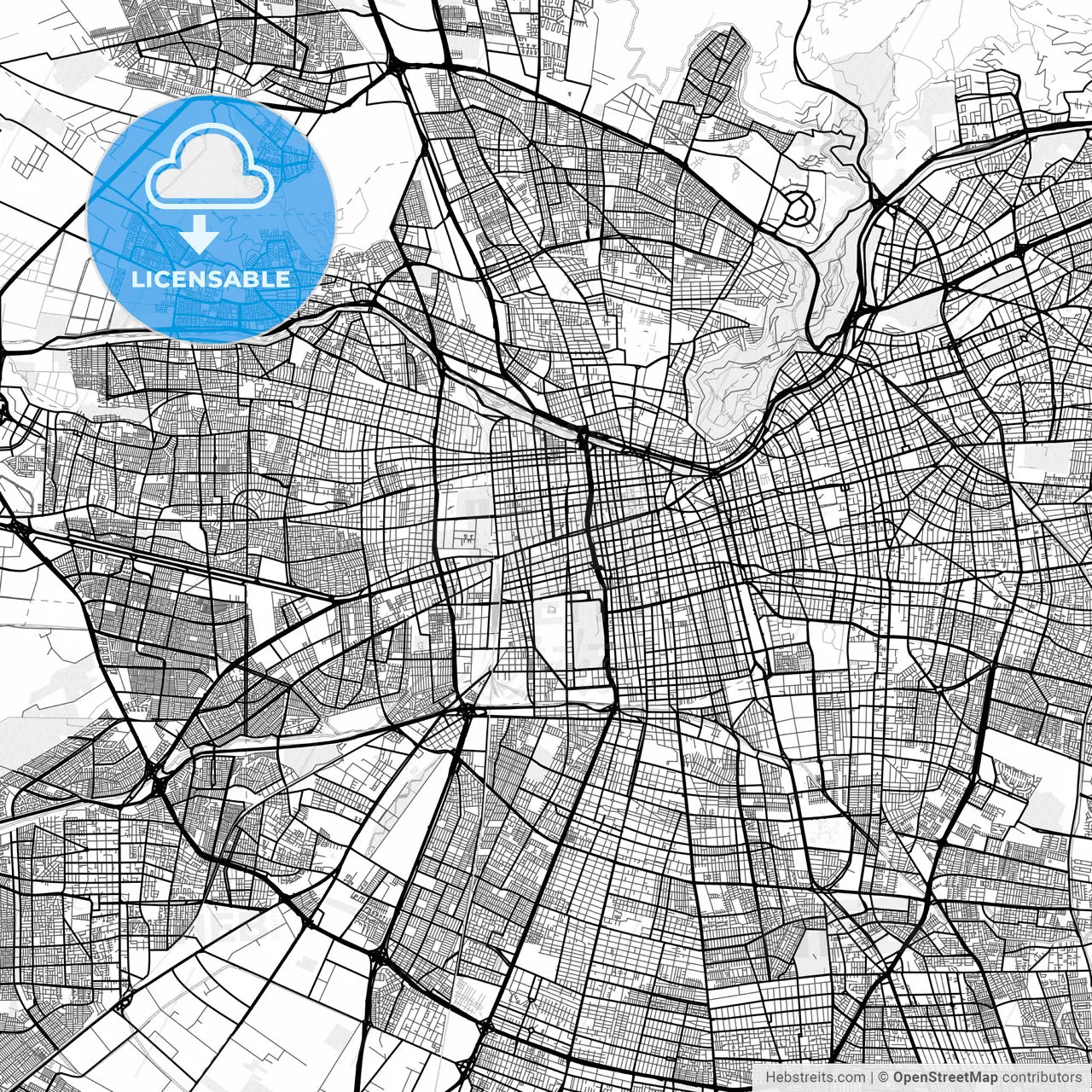 Vector PDF map of Santiago, Chile