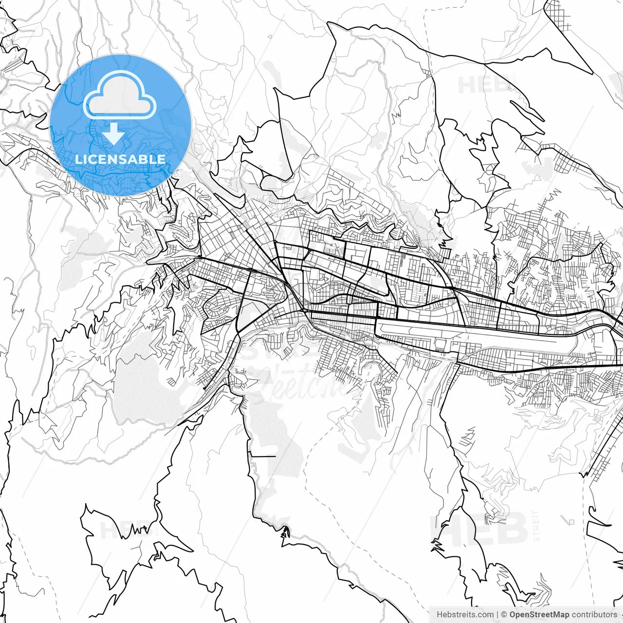 Vector PDF map of Cusco, Peru