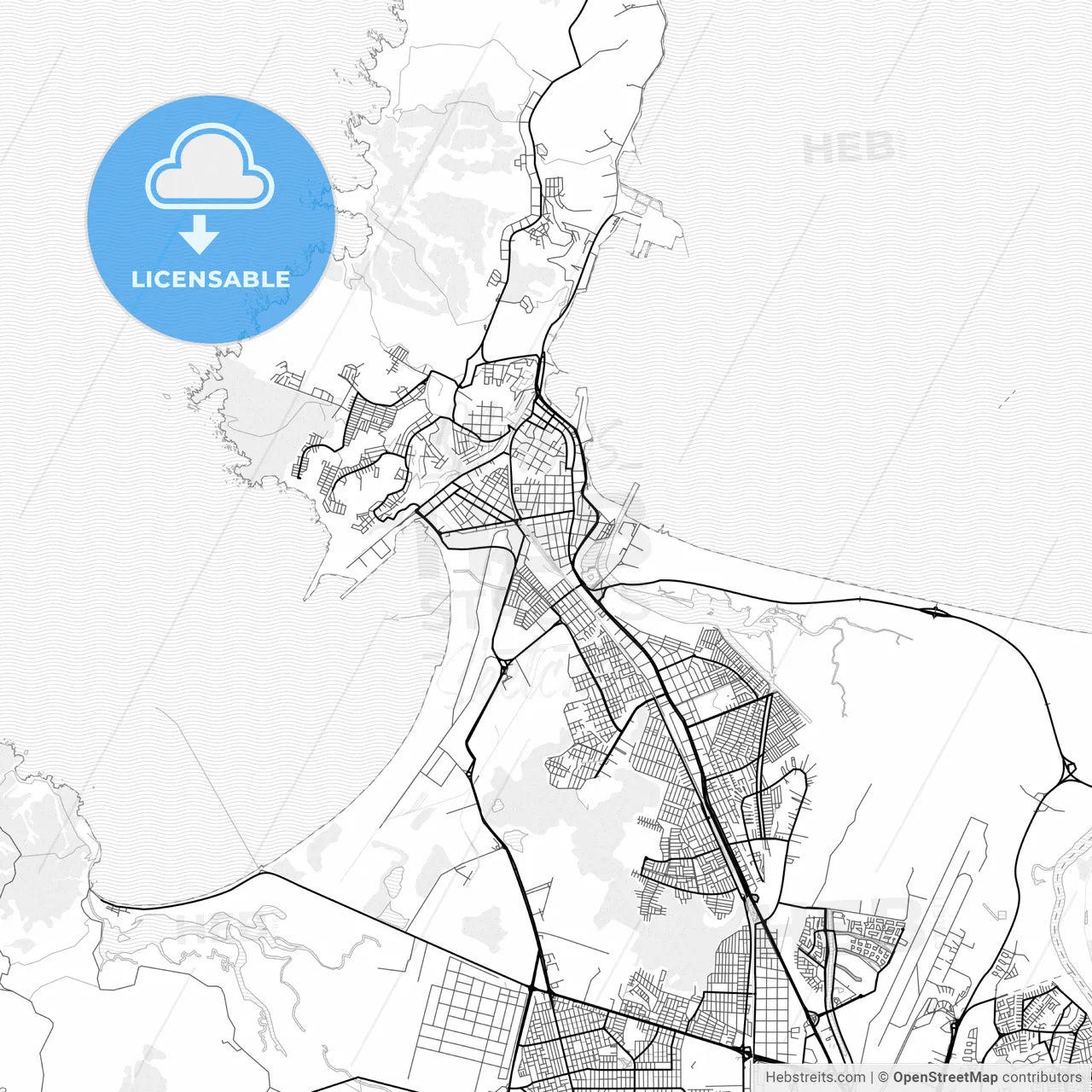 Vector PDF map of Talcahuano, Chile