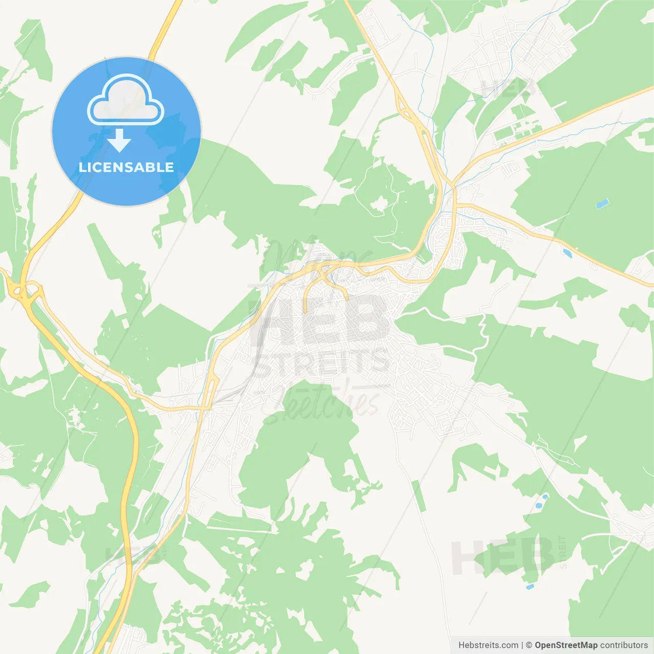 Dupnitsa, Bulgaria Vector Map - Classic Colors