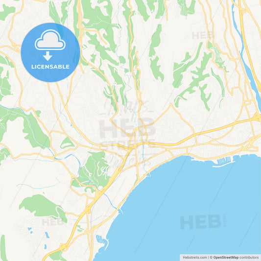 Cagnes-sur-Mer, France Vector Map - Classic Colors