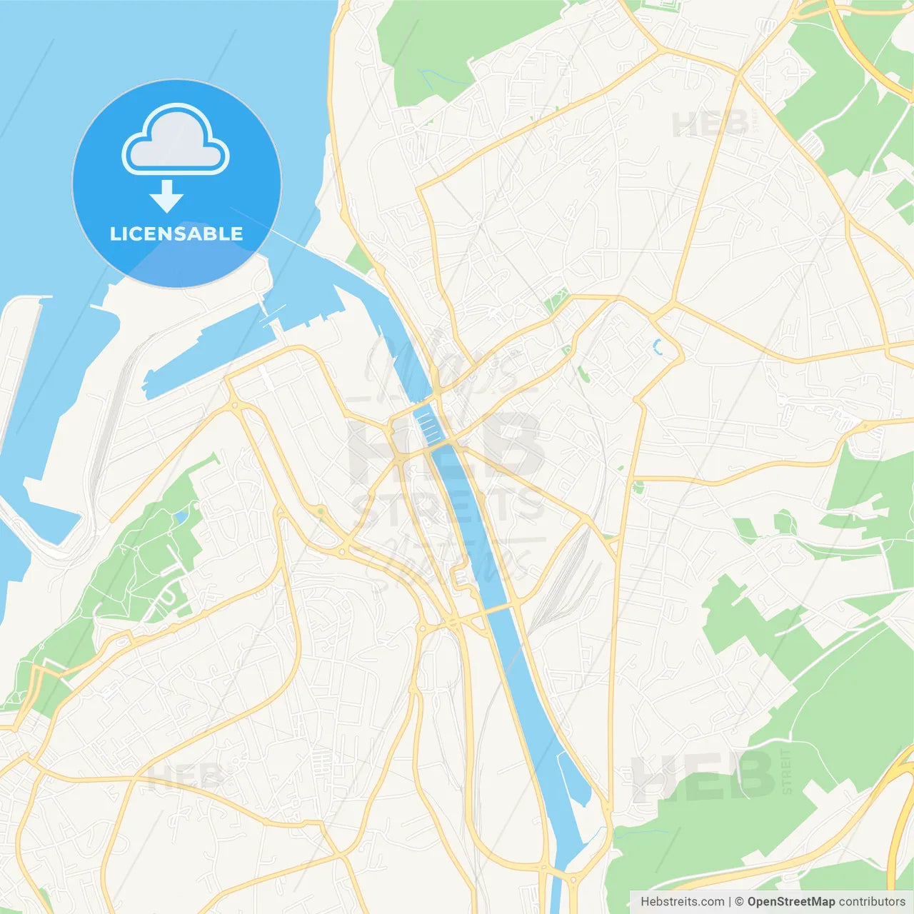 Boulogne-sur-Mer, France Vector Map - Classic Colors