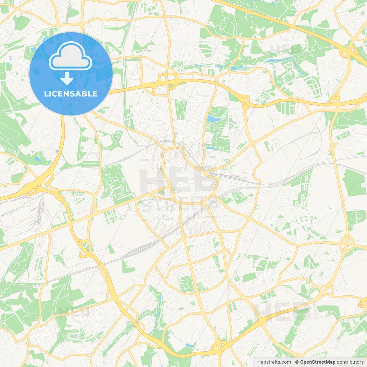 Bochum, Germany Vector Map - Classic Colors