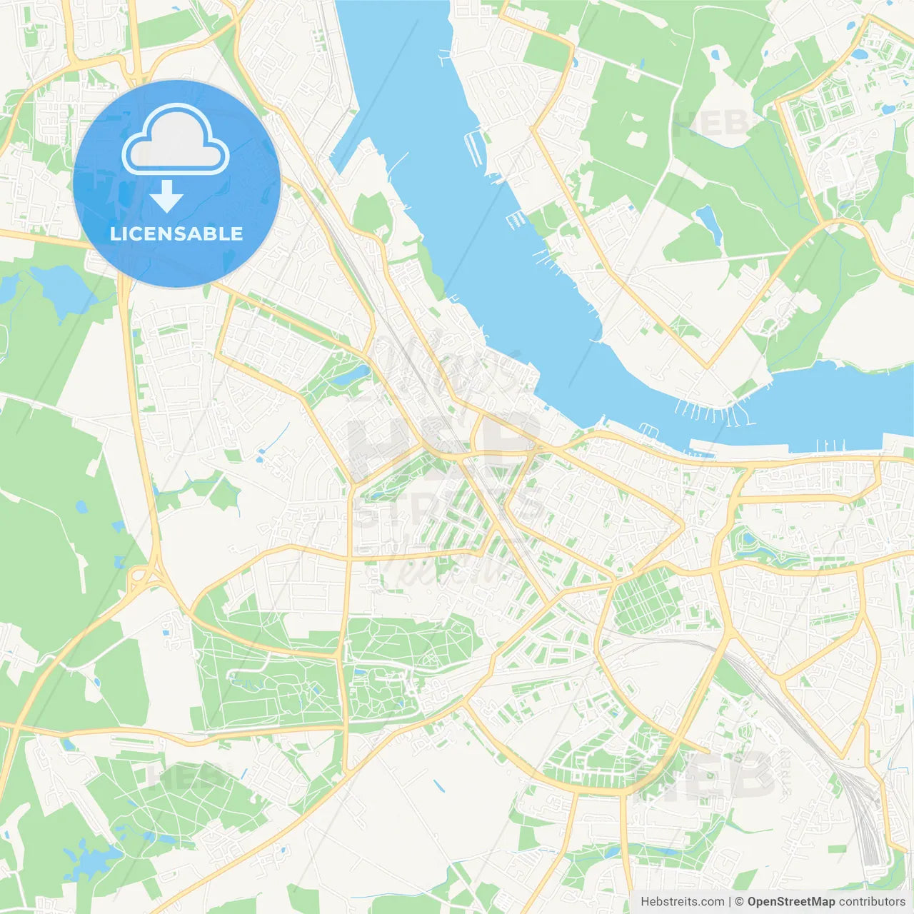 Rostock, Germany Vector Map - Classic Colors