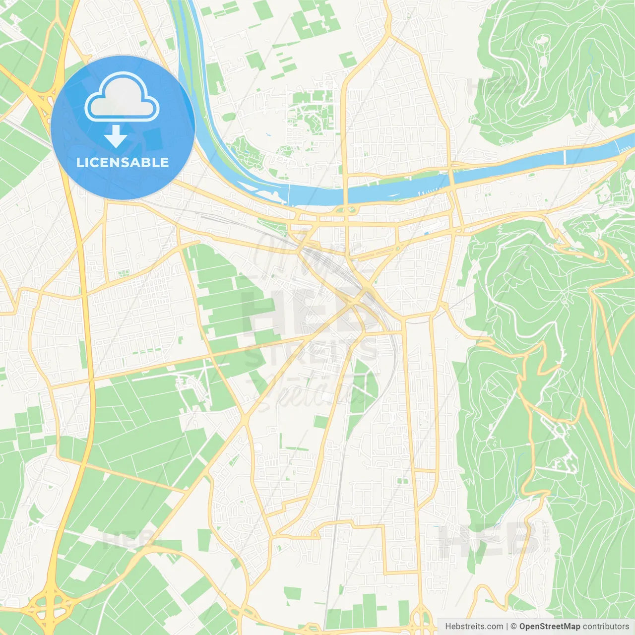 Heidelberg, Germany Vector Map - Classic Colors