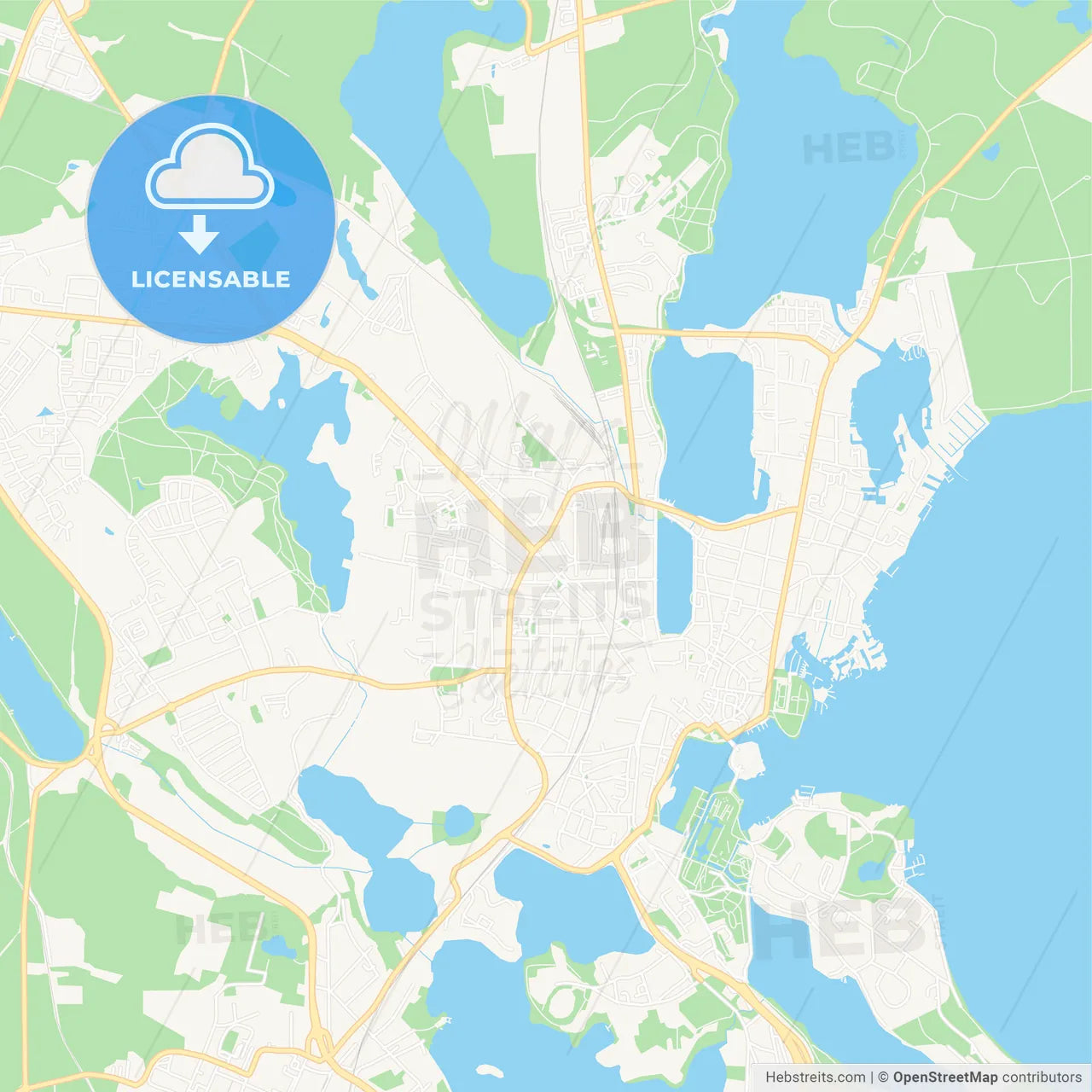 Schwerin, Germany Vector Map - Classic Colors